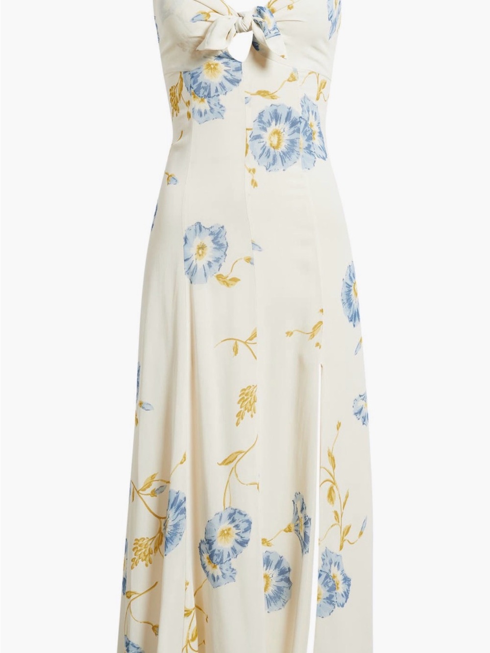 Reformation Cream Maxi Dress with Blue and Gold Floral Print
